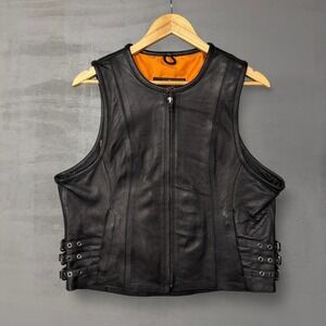 Milwaukee Leather Premium Motorcycle Biker Rider Leather Vest for Women Black XL